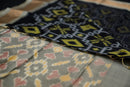 Midnight Charcoal and Grey Ikat Silk Saree