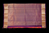 Sunset Orange Silk Ikat Saree with Royal Purple Pallu
