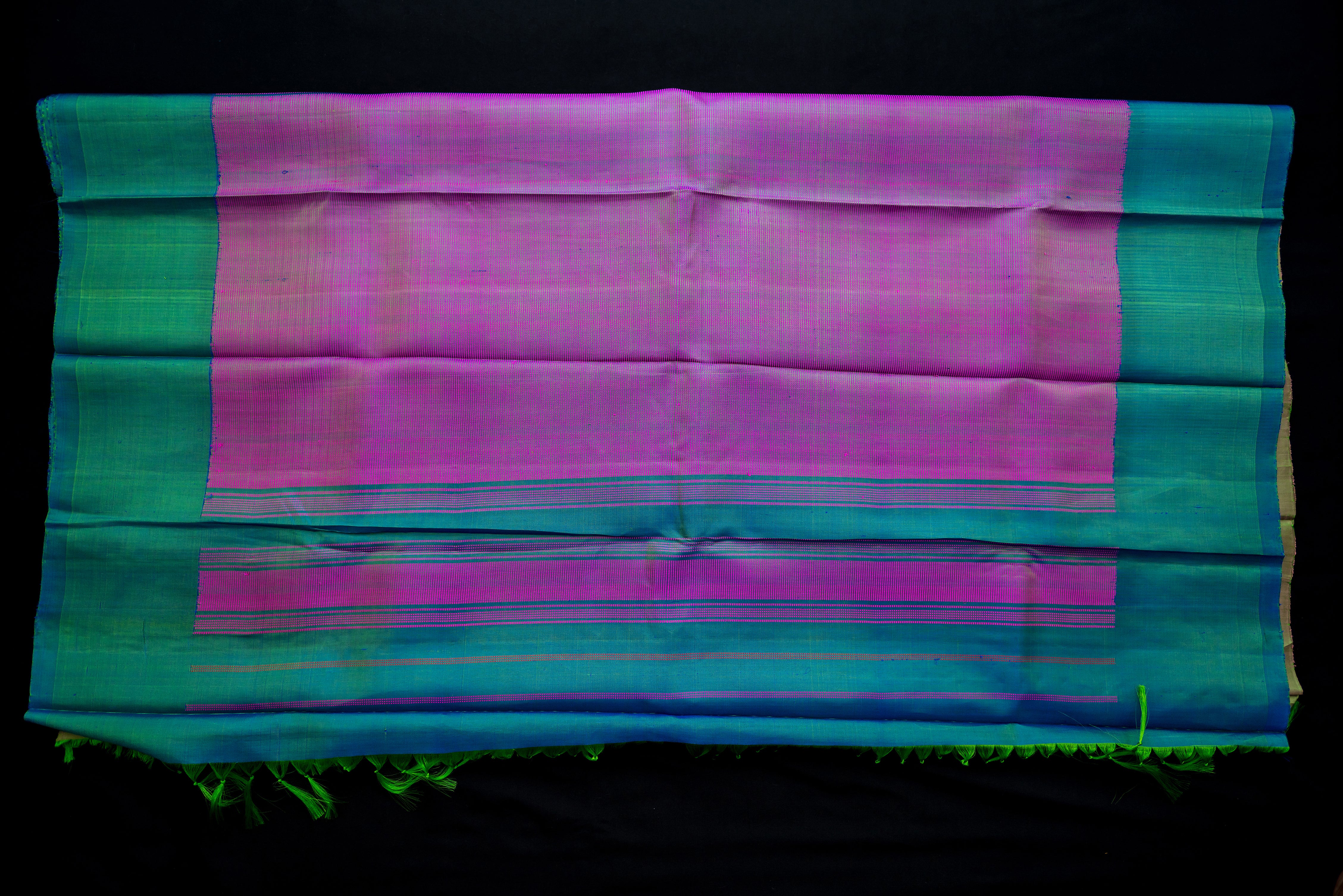 Pastel Peach Checkered Gadwal and Azure Blue Silk Saree