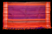 Royal Purple Checkered Gadwal and Electric Orange Silk Saree