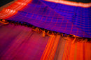 Royal Purple Checkered Gadwal and Electric Orange Silk Saree