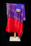 Chilli Red and Royal Violet Silk Cotton Saree