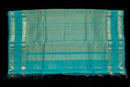 Teal Blue and Coffee Bean Brown Silk Cotton Saree