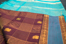 Teal Blue and Coffee Bean Brown Silk Cotton Saree