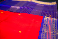 Chilli Red and Royal Violet Silk Cotton Saree