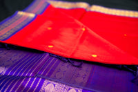 Chilli Red and Royal Violet Silk Cotton Saree