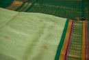 Lime Green Silk cotton Saree with Leaf Green Pallu
