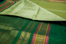 Lime Green Silk cotton Saree with Leaf Green Pallu