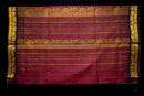 Toasted Champagne and Deep Maroon Silk Cotton Saree