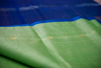 Parrot Green Silk Cotton Saree with Rich Blue/Maroon Border