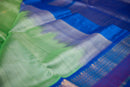 Parrot Green Silk Cotton Saree with Rich Blue/Maroon Border