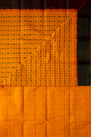Mustard Checkered Anam/Rudraksham Handwoven Silk Cotton Saree