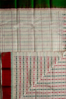White Anam/Rudhraksham Silk Cotton Saree with Ganga-Jamuna Border