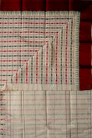 White Anam/Rudhraksham Silk Cotton Saree with Ganga-Jamuna Border