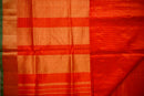 Silk Cotton Orange saree with Half Diamond Border