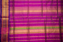 Mustard-Yellow Kanchipuram Silk Cotton Saree with Magenta Border