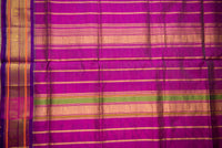 Mustard-Yellow Kanchipuram Silk Cotton Saree with Magenta Border