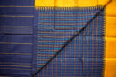 Navy Blue Silk Cotton Saree with a Golden-Yellow Border