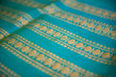 Grey Pure Zari Silk Cotton with Contrast Emerald Green Border