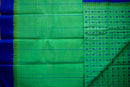 Fresh Green Silk Cotton Saree with Royal Blue Anams and Rudrakshams