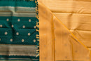 Golden-Yellow Kanchipuram Pure Silk Partly Saree with Forest Green Pallu
