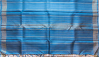Serene Cream Handwoven Kanchipuram Silk Saree with Blue/Grey Pallu