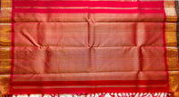 Classic Ivory Pure Silk Saree with Grand Red Gold Zari Pallu