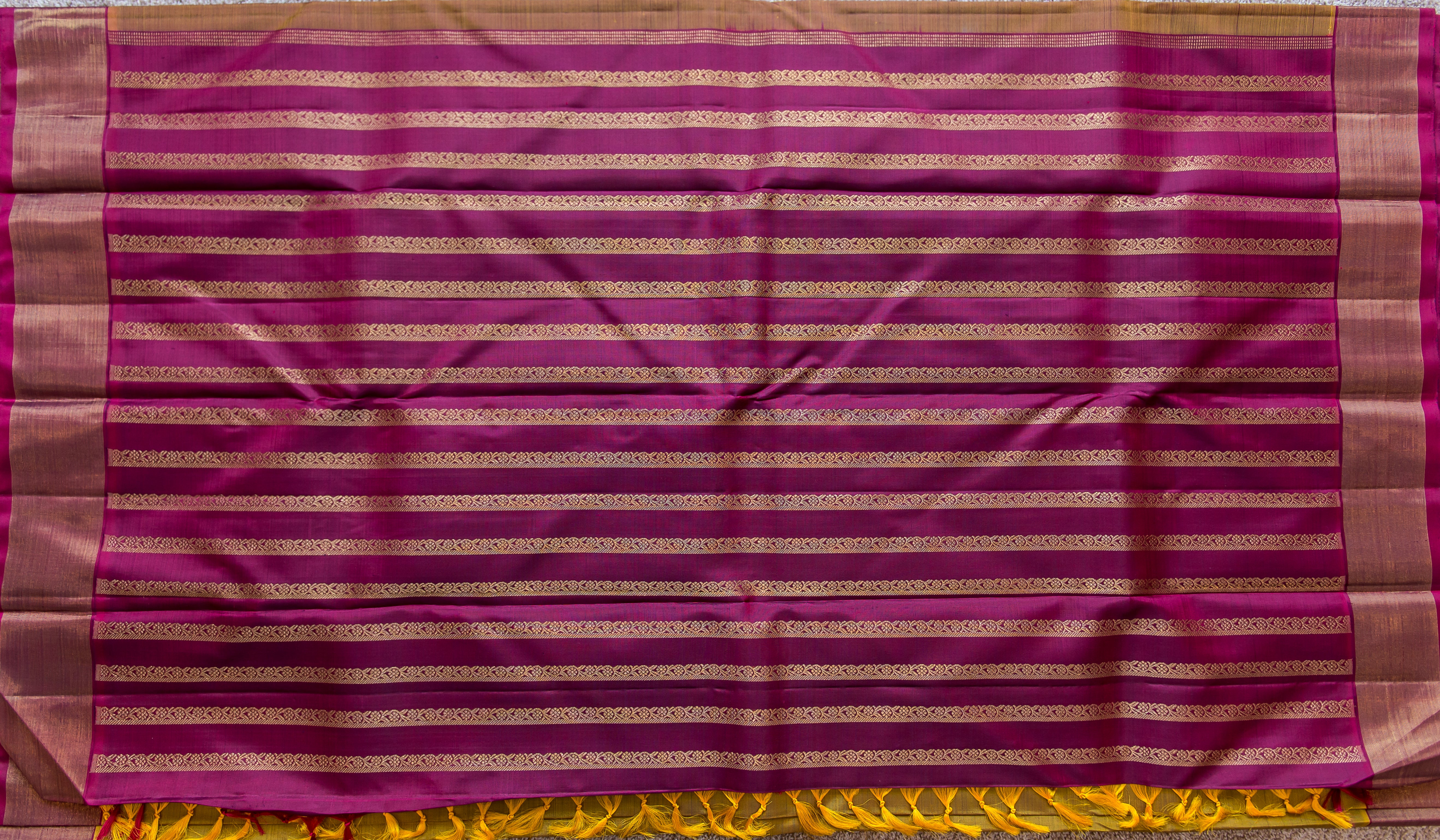 Olive Green and Maroon Handwoven Pure Kanchipuram Silk Saree