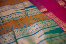 Teal Blue Jacquard Silk Saree with Magenta Pink Border