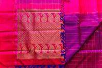 Regal Magenta Pure Kanchipuram Silk Saree with Hot Pink Pallu