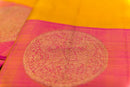 Bright Yellow and Double-Toned Pink Handwoven Silk Saree