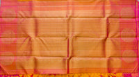 Bright Yellow and Double-Toned Pink Handwoven Silk Saree