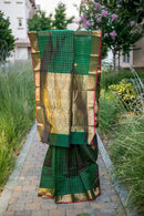 Regal Forest Green Handloom Silk Cotton Saree
