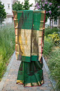 Regal Forest Green Handloom Silk Cotton Saree