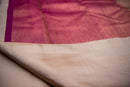 Beige-Gold Kanchipuram Handwoven Silk Saree with Maroon-Pink Pallu