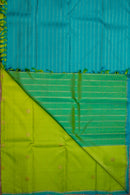 Parrot Green-Blue Partly Kanchipuram Pure Silk Saree