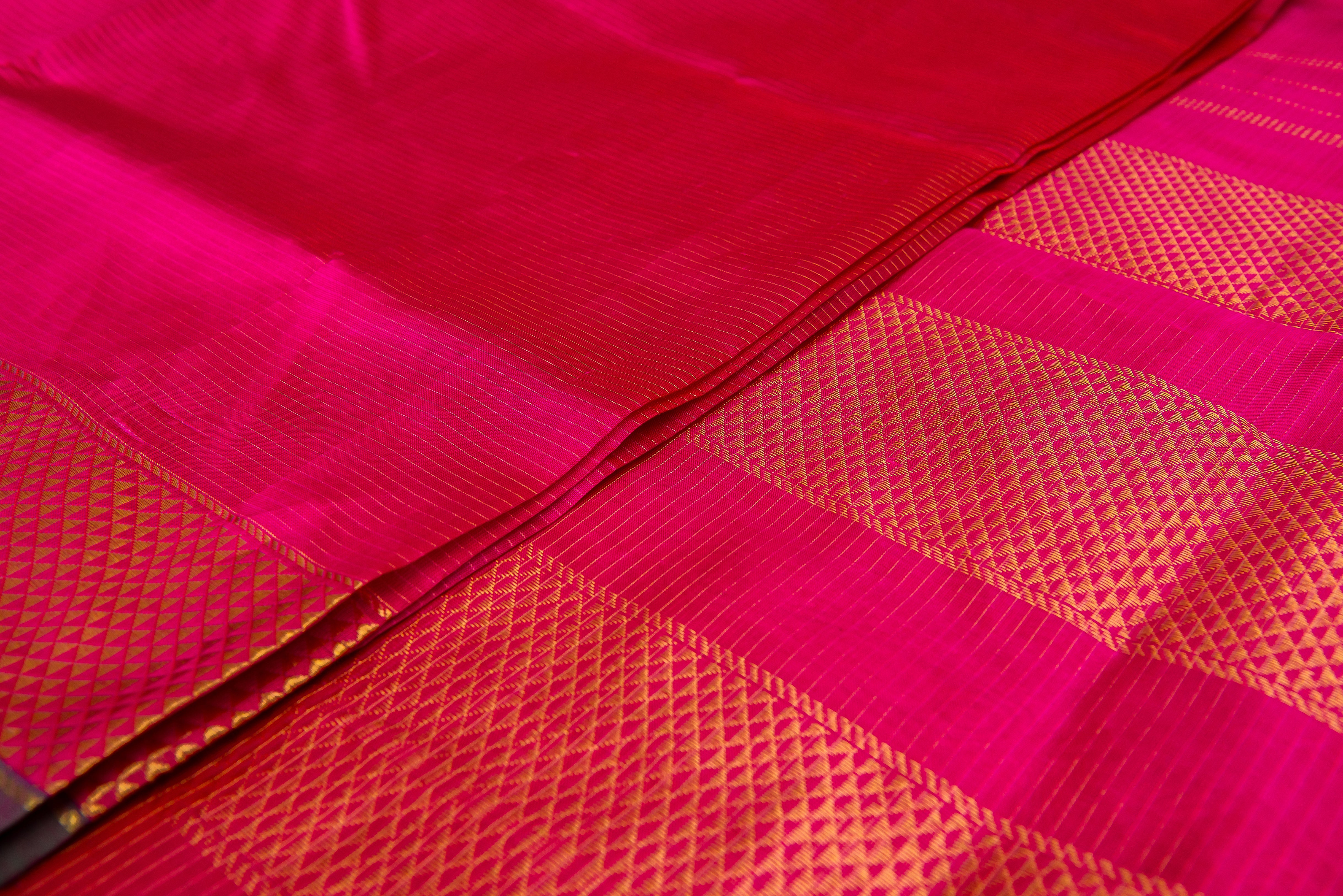 Striking Bright Pink Silk Cotton Saree with Pure Zari Border