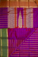 Deep Purple Handloom Silk Cotton Saree with Ganga-Jamuna Border